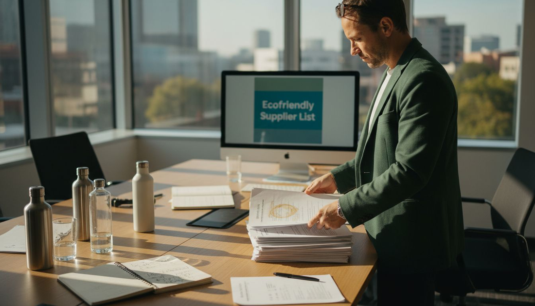 Procurement manager reviewing ecofriendly contracts