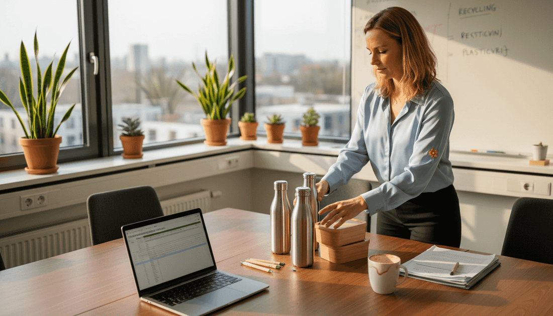 De HR-manager zorgt ervoor dat het kantoor wordt uitgerust met duurzame en milieuvriendelijke producten.